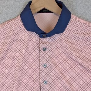 Greyson Golf Polo Shirt Men's Small Pink Geometric Performance Print Pattern